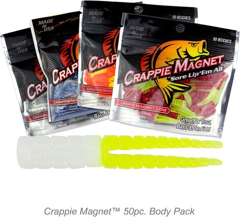 Crappie Magnet Split-Tail Grub Body - White Chartreuse - 50 Pack in Kuwait