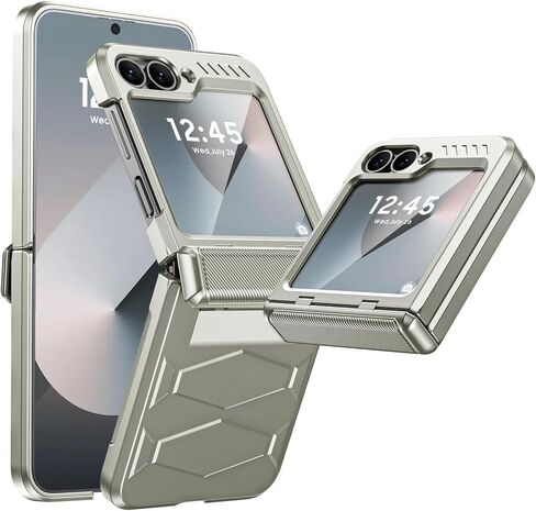 حافظة Vizvera لهاتف Samsung Galaxy Z Flip 7 مع حماية مفصلية، وواقي شاشة مدمج مقاوم للصدمات وغطاء هاتف شامل لهاتف Z Flip 7-أحمر مرجاني in Kuwait