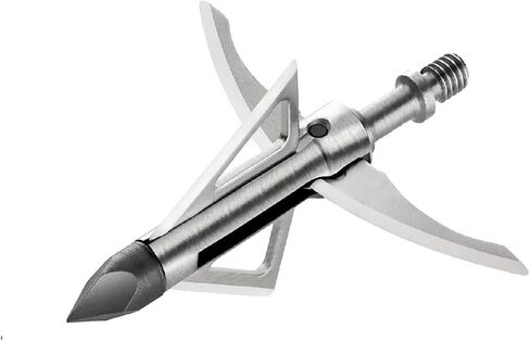 6 PK Broadhead 125Grains 4-Blade Hunting Hybrid Mechanical Broadhead with Chisel Tip 1.77" Cutting Dia for Crossbow Compound Bow Archery Hunting in Saudi Arabia