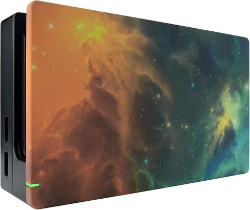 eXtremeRate Custom Soft Touch Grip Faceplate for Nintendo Switch Dock, Orange Star Universe Patterned DIY Replacement Housing Shell for Nintendo Switch Dock - Dock NOT Included in Saudi Arabia