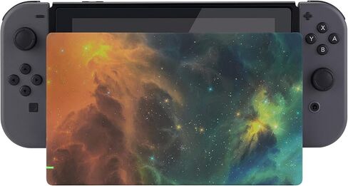 eXtremeRate Custom Soft Touch Grip Faceplate for Nintendo Switch Dock, Orange Star Universe Patterned DIY Replacement Housing Shell for Nintendo Switch Dock - Dock NOT Included in Saudi Arabia