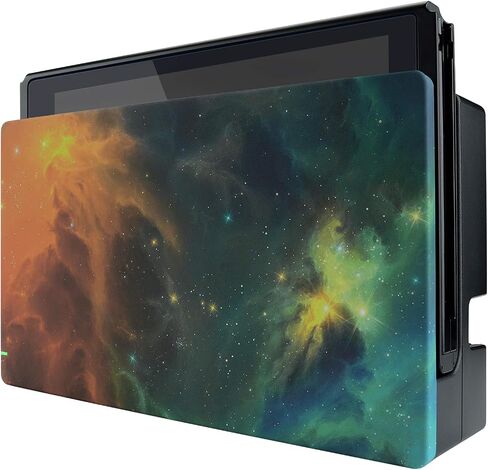 eXtremeRate Custom Soft Touch Grip Faceplate for Nintendo Switch Dock, Orange Star Universe Patterned DIY Replacement Housing Shell for Nintendo Switch Dock - Dock NOT Included in Saudi Arabia
