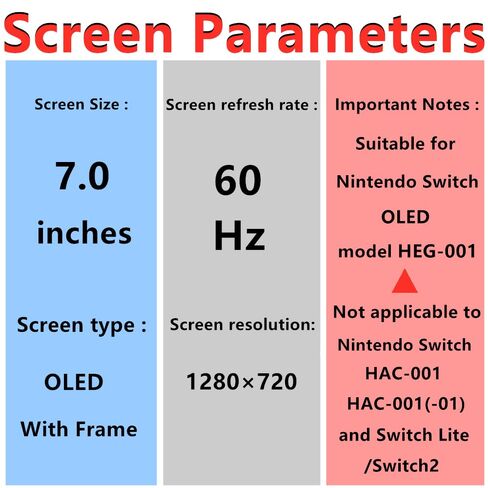 7.0" For Nintendo Switch OLED Screen Replacement Switch OLED HEG-001 2021 LCD Touch Display Screen Digitizer Assembly with Midframe & Repair Tools in Kuwait