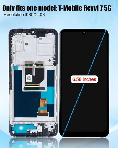 Fit for T-Mobile Revvl 7 5G LCD Screen Replacement - 6.58" Display Assembly with Touch Digitizer, Frame & Repair Tools for TMRV075G, Revvl 7 LCD Replacement in Saudi Arabia