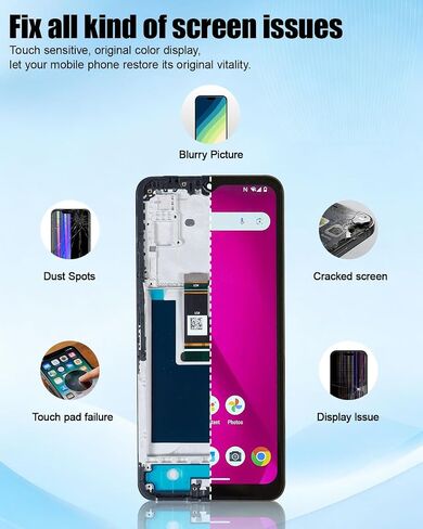 Fit for T-Mobile Revvl 7 5G LCD Screen Replacement - 6.58" Display Assembly with Touch Digitizer, Frame & Repair Tools for TMRV075G, Revvl 7 LCD Replacement in Saudi Arabia