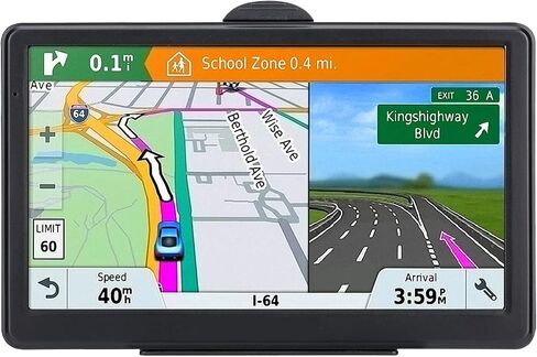 7" Car GPS,2026 NA Lifetime Free Map,256MB+16GB Voice Speed Red Light Alert in Kuwait