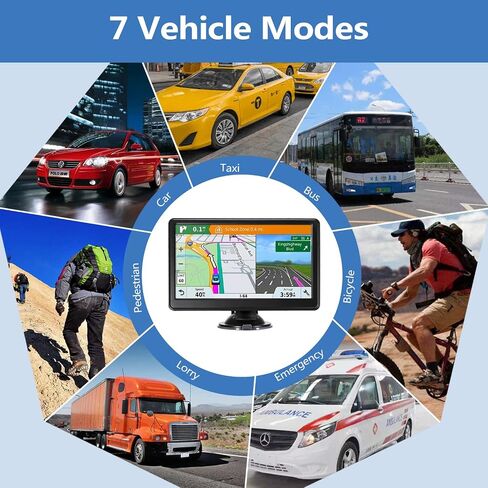 7" Car GPS,2026 NA Lifetime Free Map,256MB+16GB Voice Speed Red Light Alert in Kuwait