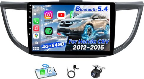 Car Radio for Honda CRV 2012-2016: Car Stereo with Wireless Carplay Android Auto,10inch 1280 * 800 HD IPS Touch Screen Bluetooth GPS WiFi RDS FM Radio SWC 1080 AHD Backup Camera in Saudi Arabia
