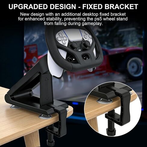 Crotrain Steering Wheels Stand for PS5 Controllers Driving Games, PS5 Gaming Racing Wheel Holder with 4 Table Suction Cup and Fixed Bracket for Sony Playstation 5 Dualsense Controller in Saudi Arabia