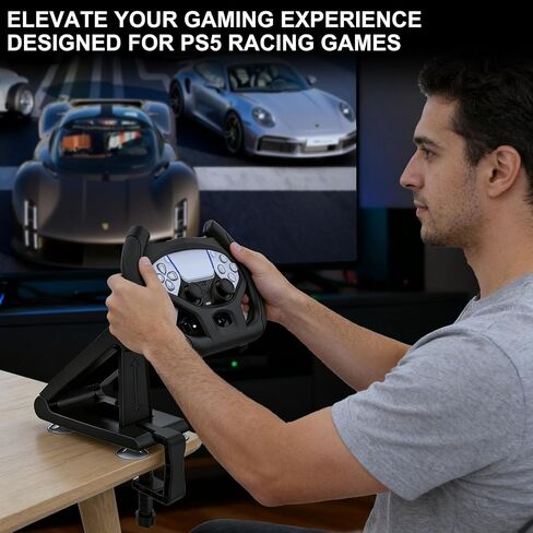 Crotrain Steering Wheels Stand for PS5 Controllers Driving Games, PS5 Gaming Racing Wheel Holder with 4 Table Suction Cup and Fixed Bracket for Sony Playstation 5 Dualsense Controller in Saudi Arabia