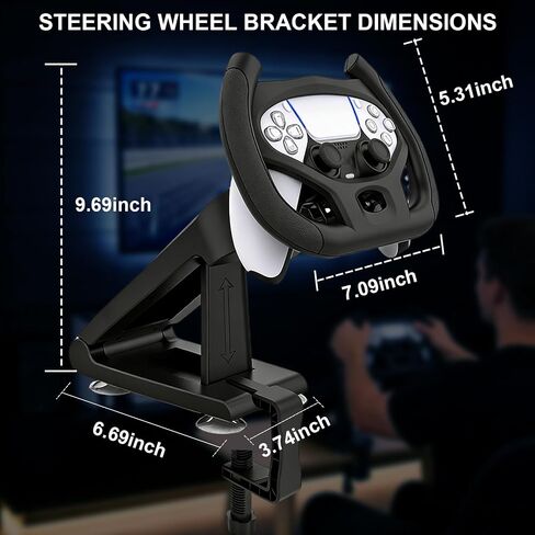 Crotrain Steering Wheels Stand for PS5 Controllers Driving Games, PS5 Gaming Racing Wheel Holder with 4 Table Suction Cup and Fixed Bracket for Sony Playstation 5 Dualsense Controller in Saudi Arabia