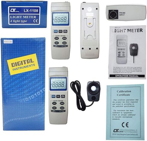 Digital Lux Meter (Range: 0 to 4,00,000 Lux) for Auditoriums | Industrial Light Meter | with Factory Calibration Certificate Model: LX-1108 in Kuwait