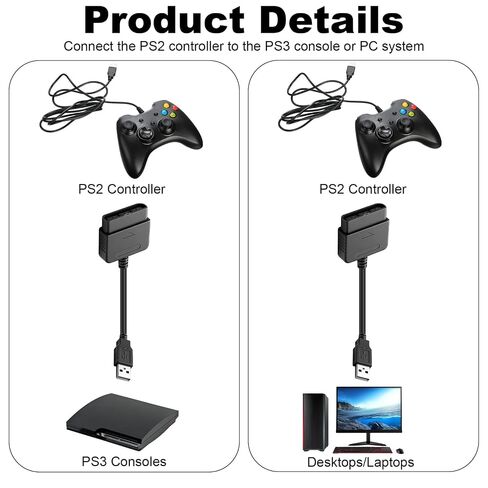 2Pcs PS2 Controller to USB Controller Adapter, Converter Cable in Kuwait