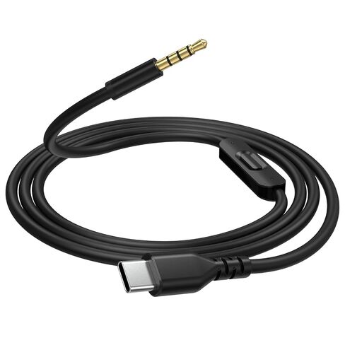 كابل صوت بديل 3.5 ملم إلى USB-C مع ميكروفون مدمج وتحكم في مستوى الصوت متوافق مع Beats بواسطة Dr. Dre Solo 3 / Solo 2 / Solo HD / Studio 2 / Studio Pro / Detox / Mixr / سماعات الرأس التنفيذية 4.6FT in Kuwait