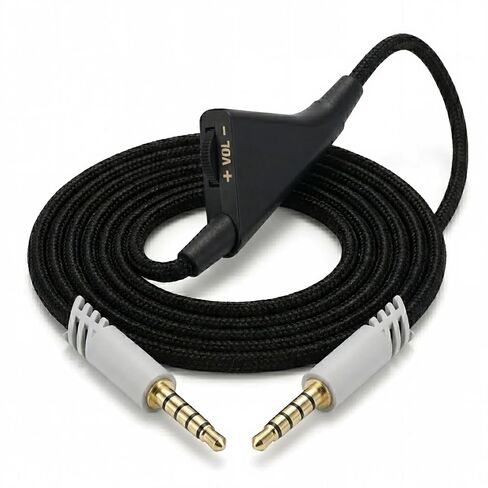 Replacement Cord for Astro A10 A40 A40TR Gaming Headsets, Braided Cable Audio Aux Wire 2.0 M 6.5 Feet with Volume Control Function (Black Grey) in Kuwait