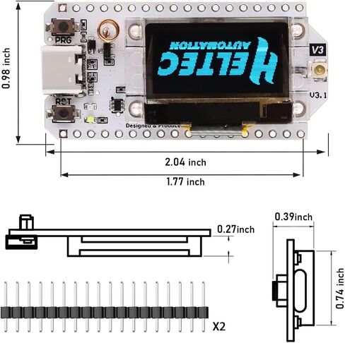 ESP32 LoRa V3 Development Board - WiFi, Bluetooth, Dual Core SX1262 CP2102 Chip, 0.96" OLED Display & Antenna for Meshtastic Arduino in Kuwait