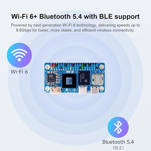كمبيوتر OrangePi Zero3W 6GB LPDDR5 AllWinner A733 ثماني النواة مع 3 وحدات NPU، WiFi 6.0/Bluetooth 5.4، لوحة تطوير تعمل بنظام Linux/Debian/Ubuntu/Android (6 جيجابايت) in Kuwait
