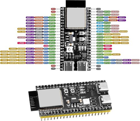 لوحة ESP32-S3-DevKitC-1، 5 قطع WROOM-1-N16R8 لوحة تطوير ESP32-S3 مع WiFi وBluetooth 5.0، وحدة MCU ثنائية النواة بسرعة 240 ميجاهرتز، متوافقة مع Arduino IDE وMicroPython in Kuwait