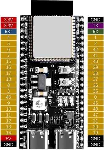 لوحة ESP32-S3-DevKitC-1، 5 قطع WROOM-1-N16R8 لوحة تطوير ESP32-S3 مع WiFi وBluetooth 5.0، وحدة MCU ثنائية النواة بسرعة 240 ميجاهرتز، متوافقة مع Arduino IDE وMicroPython in Kuwait