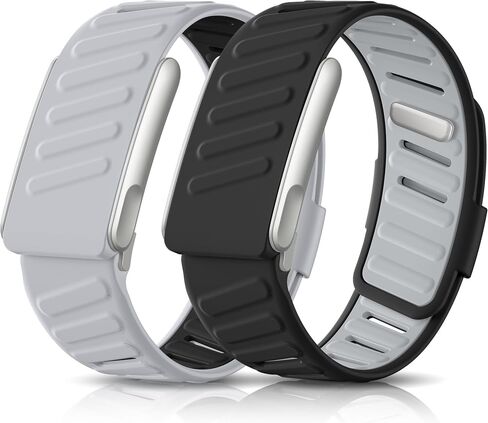 عصابات Getino 2 Pack متوافقة مع Whoop 5.0 Bands One، Peak وMG/Life، حزام بديل قابل للتعديل من السيليكون الناعم القابل للتنفس ومقاوم للماء لفرقة Whoop Band 5.0 للنساء والرجال، أسود/أسود رمادي in Kuwait