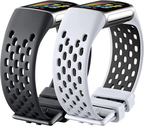 Maledan Sport Band Compatible for Fitbit Charge 5/Charge 6 Bands Women Men, Soft and Breathable Wrist Band Replacement Bracelet for Fitbit Charge 5/Charge 6 Bands Advanced Fitness Tracker Accessories in Kuwait
