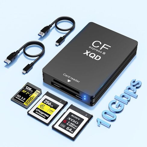 3 in 1 CFexpress Type B & XQD & SD Card Reader 10Gbps USB3.1 Gen2, Aluminum Typ B CFexpress Adapter Camera External Memory Card Reader Support Windows/Mac OS/Linux/Android with USB-A/USB-C Cable,Black in Saudi Arabia