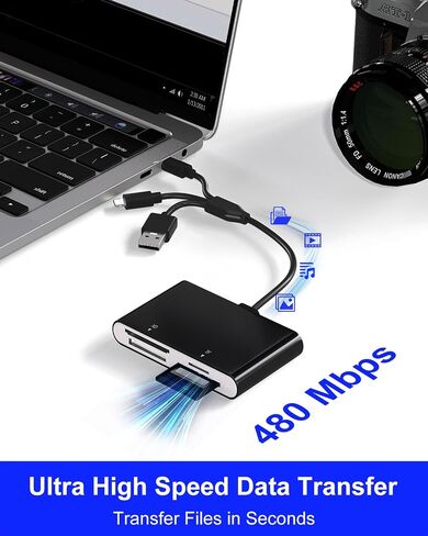 Memory Stick Pro Duo Card Reader, 4 in 1 SD/TF/MS/XD Card Reader with L-ightning+USB A+USB C, Multi Card Reader Support OTG, Fast Data Transfer, Memory Stick Reader for i-Phone/Android/PC in Kuwait