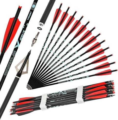Crossbow Bolts 20 Inch 12pcs with 6 Pcs of 3 Blade Hunting Broadheads,Crossbow Arrows for Hunting Target Practice in Kuwait