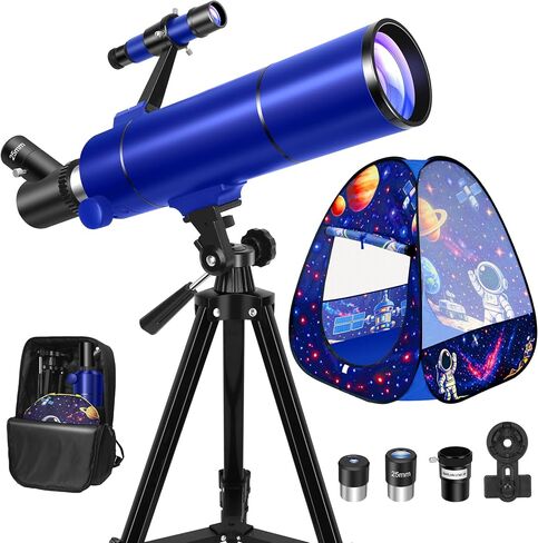 UncleHu 80mm Telescope for Kids 8-12 & Adults with Pop-Up Space Tent Set in Saudi Arabia