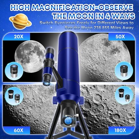 UncleHu 80mm Telescope for Kids 8-12 & Adults with Pop-Up Space Tent Set in Saudi Arabia