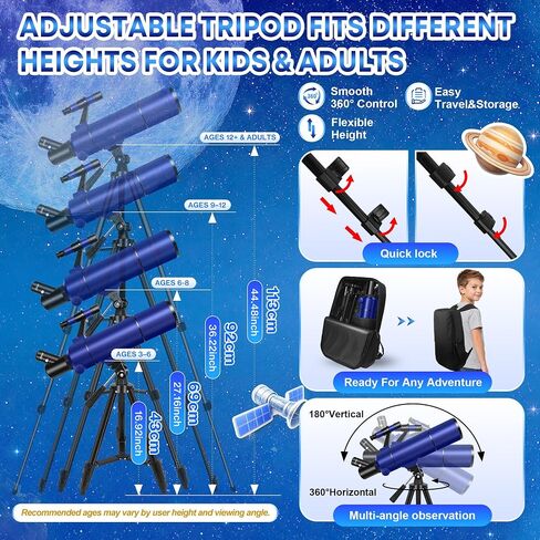 UncleHu 80mm Telescope for Kids 8-12 & Adults with Pop-Up Space Tent Set in Saudi Arabia