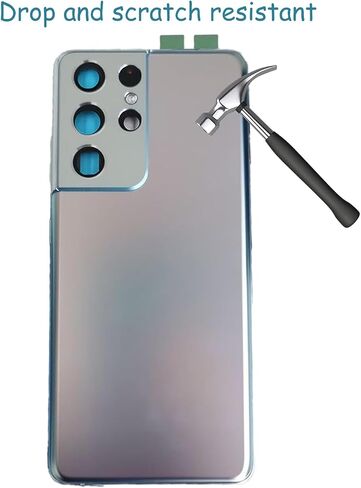 Galaxy S21 Ultra Back Glass Cover Replacement for Samsung Galaxy S21U S21 Ultra 5G SM-G998B G998U G998U1 G998W Housing Door with Camera Glass Lens Pre-Install Tapes + repair Tool Kits (Phantom Silver) in Saudi Arabia