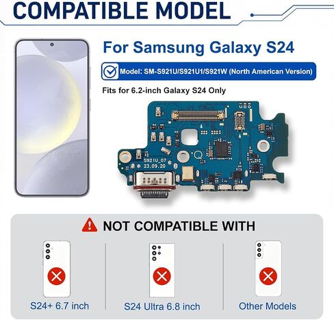 USB-C Charging Port Board with Sim Card Reader Compatible with Samsung Galaxy S24 5G (North American Version) in Saudi Arabia