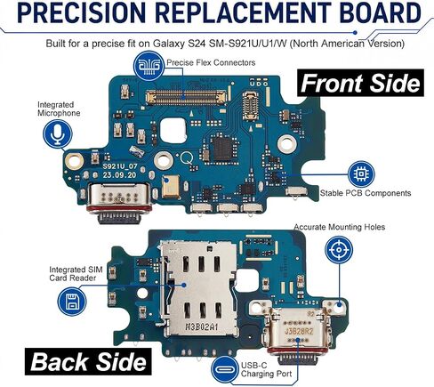 USB-C Charging Port Board with Sim Card Reader Compatible with Samsung Galaxy S24 5G (North American Version) in Saudi Arabia