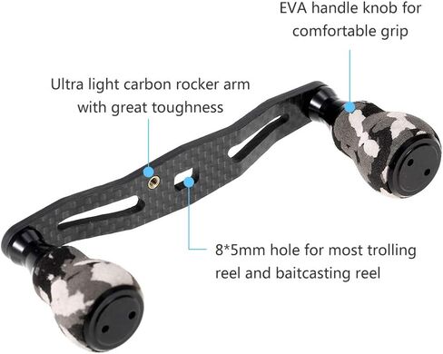 Lixada Carbon Fiber Fishing Reel Handle Baitcasting Trolling Reel Rocker Left Right Fishing Reel Crank Accessory in Saudi Arabia