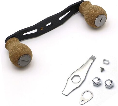 Mr.Z Carbon Fiber Baitcasting Fishing Reel Handle Rubber Cork Knobs 85-103 mm Compatible for Abu Garcia Shimano Daiwa in Saudi Arabia