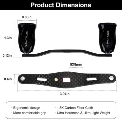 Reel Handle Replacement Compatible with Lew's, Carbon Fiber 5x8mm in Saudi Arabia
