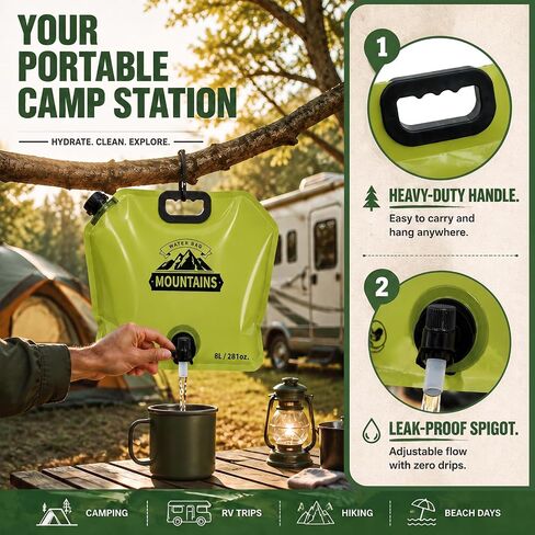 6Pack Collapsible Water Container 8L/2 Gallon Water Jug with Spigot, Reusable Water Storage Bag for Camping, Hiking, Emergency Preparedness, Survival Gear and Outdoor Travel in Saudi Arabia