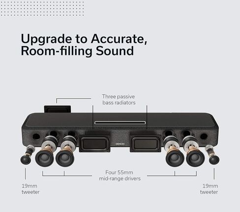 Denon Home Sound Bar 550 + Wireless Subwoofer Bundle (HEOS Built-in) – Dolby Atmos 3D Audio, Wi-Fi/Bluetooth Streaming, Alexa, AirPlay 2, & Multi-Room Support in Saudi Arabia
