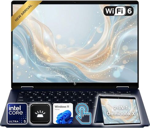 HP OmniBook X Flip 14" Next Gen AI 2-in-1 Laptop | 2K Touchscreen | Intel Core Ultra 5 226V | 16GB DDR5 RAM | 2TB PCIe SSD | Win 11 | Backlit Keyboard | Built for Work, Creativity & Productivity in Saudi Arabia
