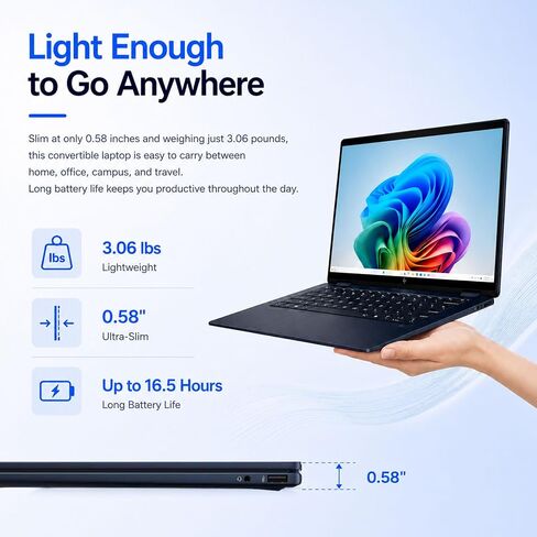 HP OmniBook X Flip 14" Next Gen AI 2-in-1 Laptop | 2K Touchscreen | Intel Core Ultra 5 226V | 16GB DDR5 RAM | 2TB PCIe SSD | Win 11 | Backlit Keyboard | Built for Work, Creativity & Productivity in Saudi Arabia