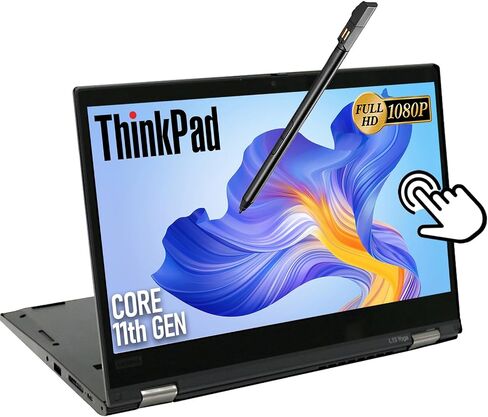 Lenovo ThinkPad L13 Yoga Gen2 2-in-1 Laptop, 13.3" FHD IPS Touchscreen Notebook with Stylus Pen, 11th Gen Intel Core i5-1135G7, 16GB DDR4 RAM 256GB SSD, Fingerprint, Windows 11 Pro(Renewed) in Saudi Arabia