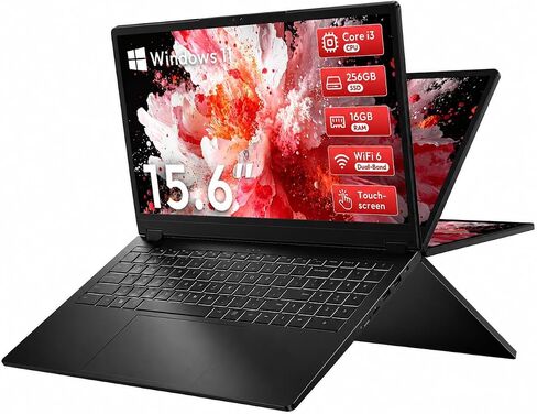 15.6" 2-in-1 Touchscreen Laptop, Core i3-10100Y, 16GB RAM, 256GB SSD, Black in Saudi Arabia