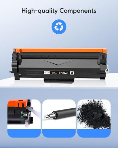 TN760 Toner Cartridges Replacement for Brother Toner TN-730/TN-760 Compatible HL-L2350DW MFC-L2710DW MFC-L2750DW HL-L2395DW HL-L2370DW DCP-L2550DW HL-L2390DW (Black, 2 Pack) in Kuwait