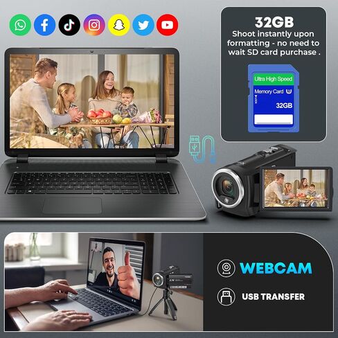 2.7K Video Camera Camcorder QHD 56MP YouTube Vlogging Camera in Kuwait