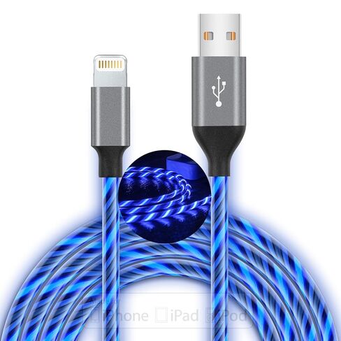 سلك شاحن iPhone مضيء، كابل شاحن iPhone 3FT ملون متدرج LED MFi معتمد من MFi شحن سريع لهاتف iPhone 14 13 12 11 Pro Max XR X SE 8 Plus، iPad iPod والمزيد (متعدد الألوان) in Kuwait