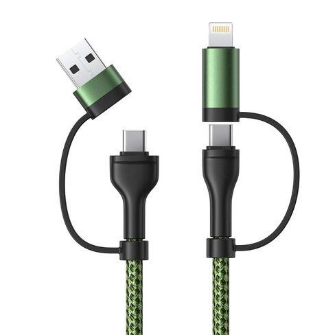 4 in 1 Charging Cable, 60W USB C to Lightning Cable 3FT, USB A/C to C/Lightning Multi Charging Cable Fast Charging for MacBook Pro/iPad Pro/Samsung S25 S24/Switch 2,Blue in Kuwait