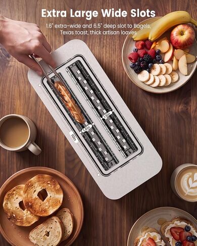 Touch Screen 4 Slice Toaster with Wide 1.6" Slots & Memory Lift, Stainless Steel Smart Digital Toaster with Timer, 6 Browning Levels, Defrost & Reheat, For Bagel & Waffle in Saudi Arabia