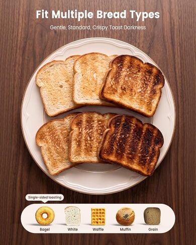 Touch Screen 4 Slice Toaster with Wide 1.6" Slots & Memory Lift, Stainless Steel Smart Digital Toaster with Timer, 6 Browning Levels, Defrost & Reheat, For Bagel & Waffle in Saudi Arabia