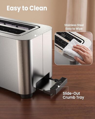 Touch Screen 4 Slice Toaster with Wide 1.6" Slots & Memory Lift, Stainless Steel Smart Digital Toaster with Timer, 6 Browning Levels, Defrost & Reheat, For Bagel & Waffle in Saudi Arabia